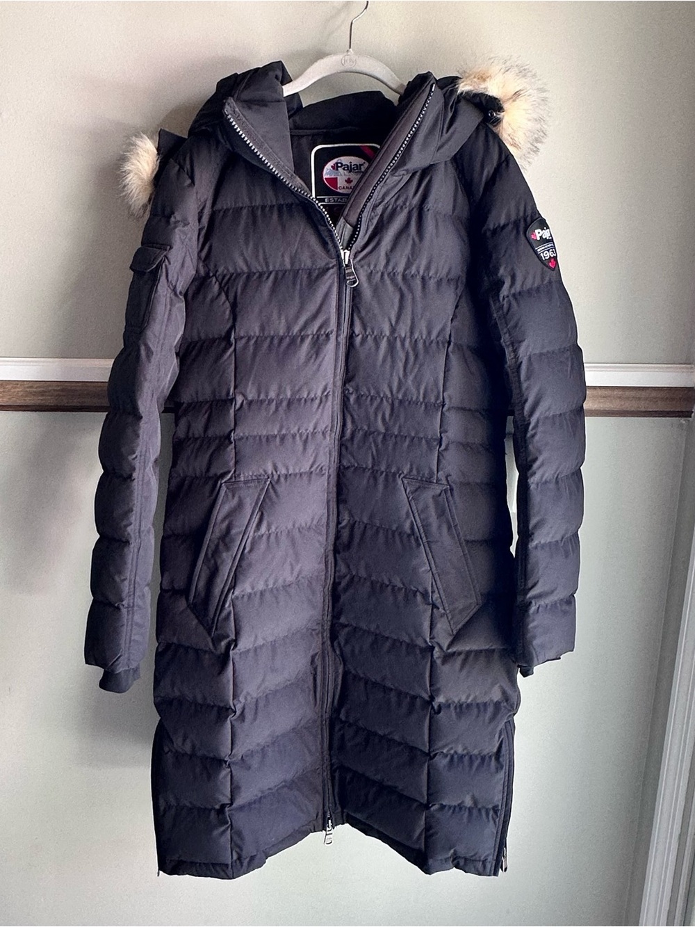 Pajar Venice Black Long Winter Coat Puffer Jacket Faux Fur Hood​